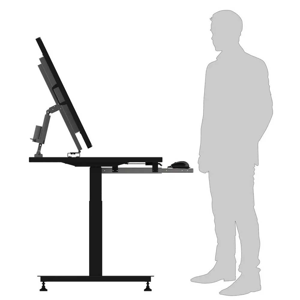 Adjustable drafting station optimized for architectural drawings and construction project coordination.