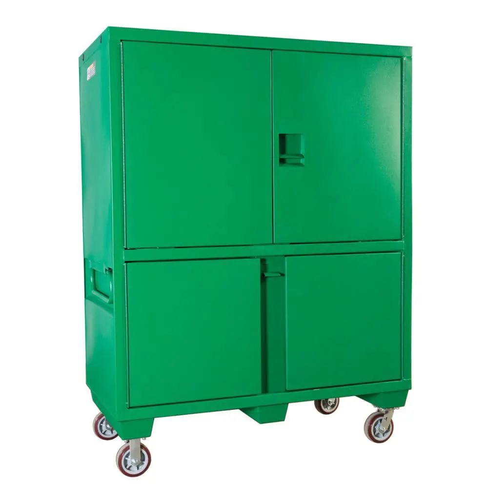 Plan Review Job Box equipped with a 30-foot retractable power reel, providing flexible power solutions for dynamic construction environments.