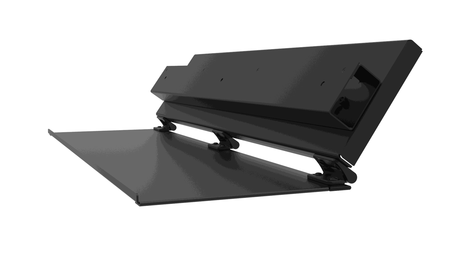 Ergonomic keyboard tray accessory for Volanti's touchscreen plan review tables, enhancing user comfort during digital blueprint analysis.