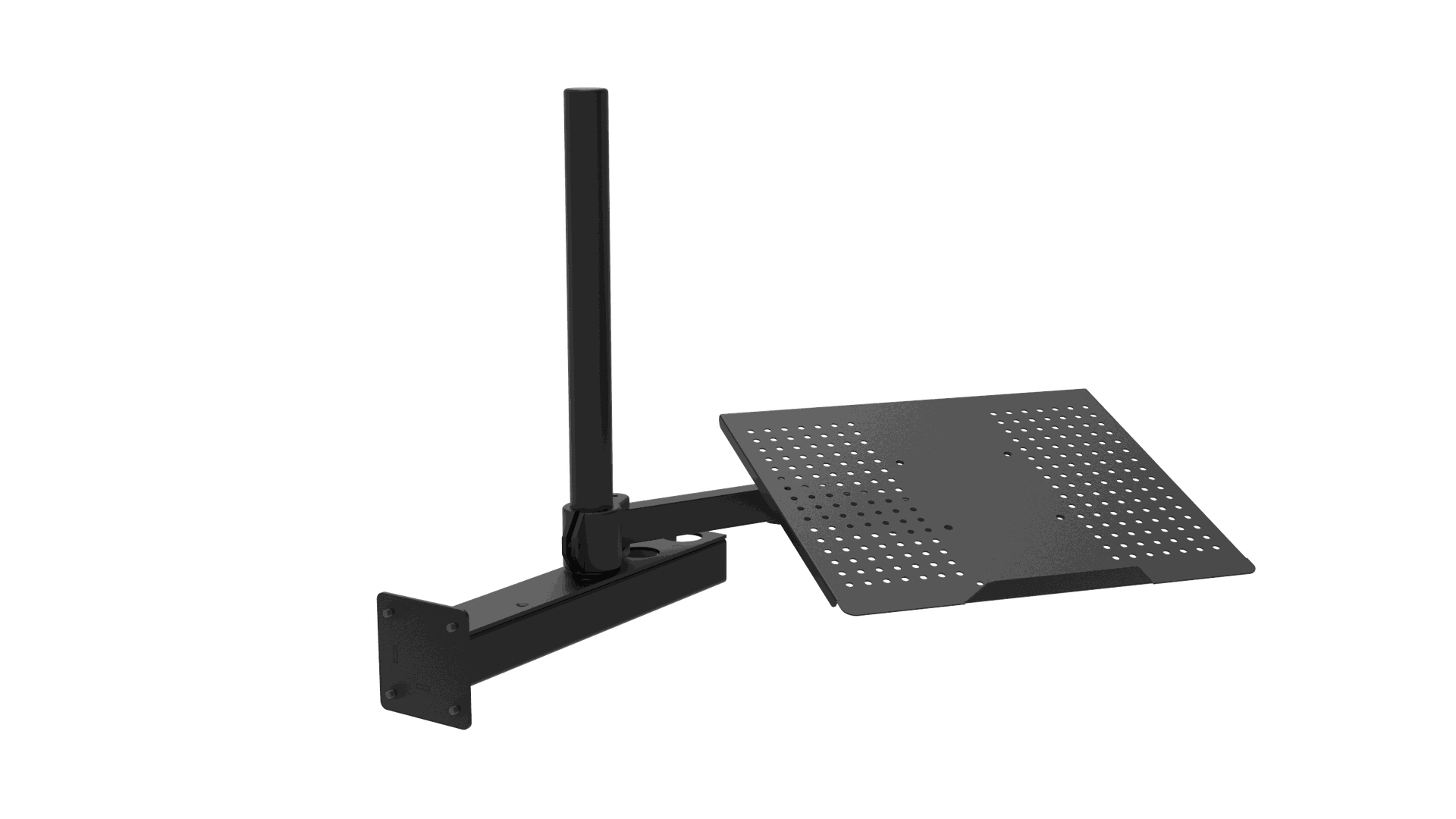 Sturdy laptop shelf accessory designed for Volanti's touchscreen workstations, facilitating seamless integration of additional devices