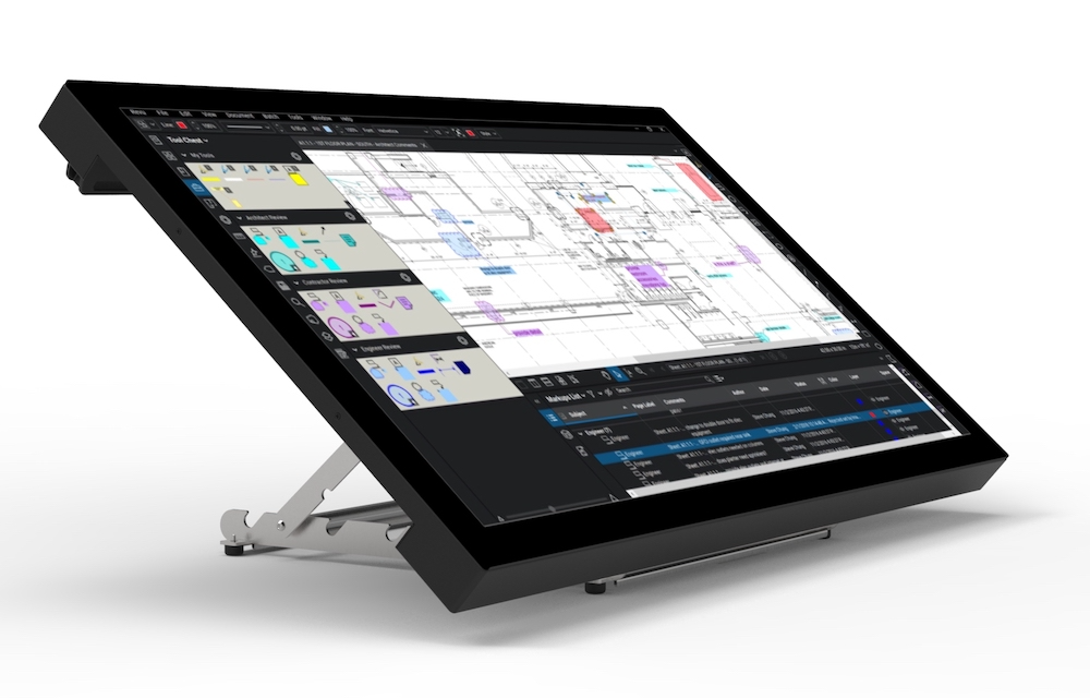Volanti tabletop digital blueprint display, designed for architects and engineers working in construction offices, conference rooms, and design studios.
