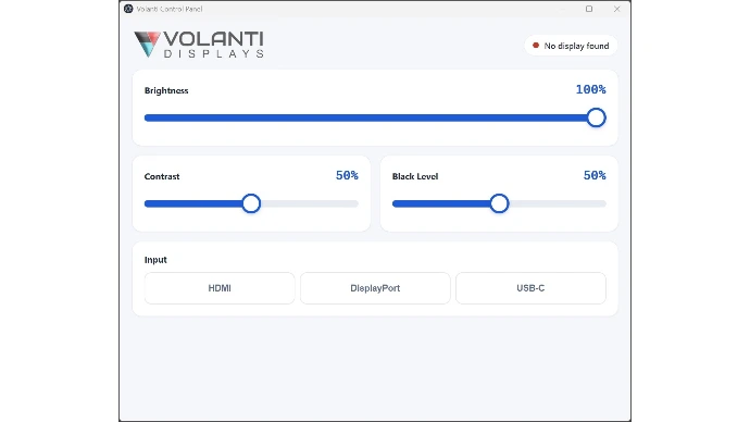 The Volanti Control Panel for touch screen displays